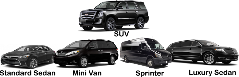 Luxury black car and SUV by Raja Limousine providing Southold NY airport transfer service to JFK, LGA, EWR, and ISP with professional chauffeur